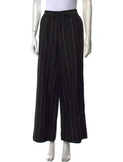 Pre-owned Me+em Striped Wide Leg Pants In Black
