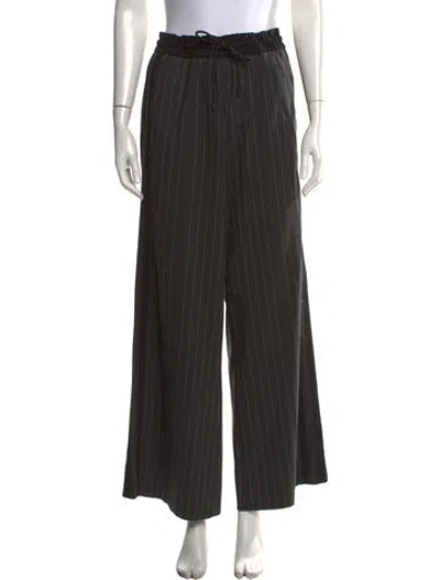 Pre-owned Me+em Striped Wide Leg Pants In Black