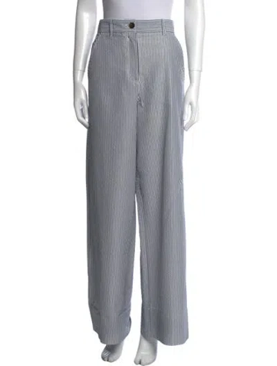 Pre-owned Me+em Striped Wide Leg Pants In Blue