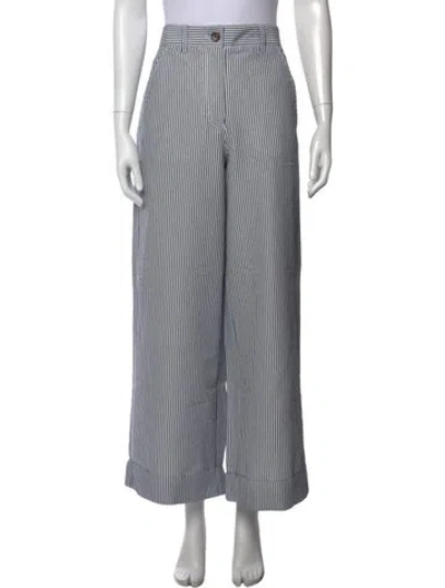 Pre-owned Me+em Striped Wide Leg Pants In Blue
