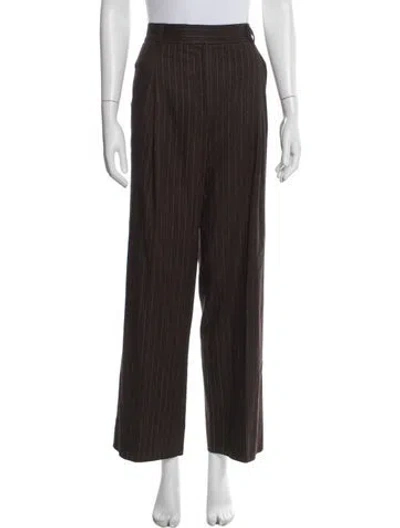 Pre-owned Me+em Striped Wide Leg Pants In Brown