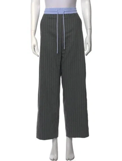 Pre-owned Me+em Striped Wide Leg Pants In Grey