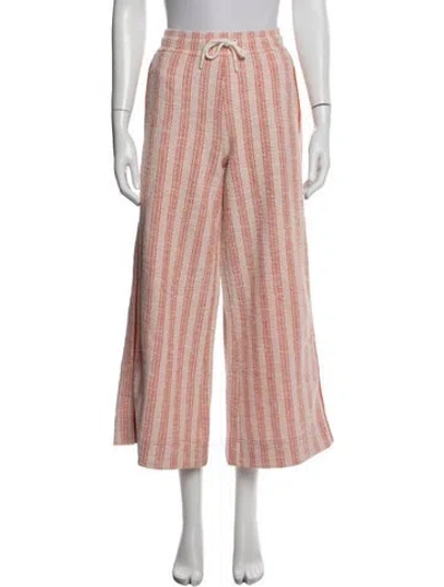 Pre-owned Me+em Striped Wide Leg Pants In Pink