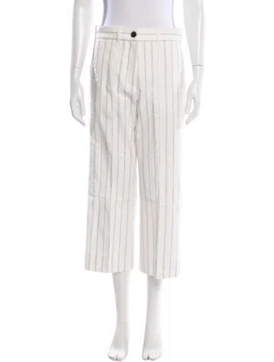 Pre-owned Me+em Striped Wide Leg Pants In White