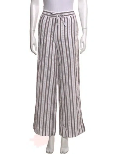 Pre-owned Me+em Striped Wide Leg Pants In White