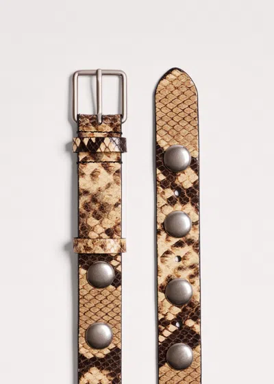 Me+em Studded Belt Tan-black In Blue