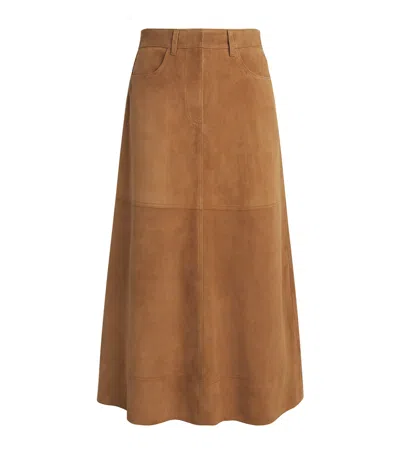 Me+em Suede A-line Luxe Maxi Skirt In Brown