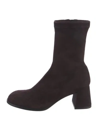 Pre-owned Me+em Suede Sock Boots In Burgundy