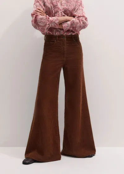 Me+em Super Flare Trouser Pecan Brown In Animal Print