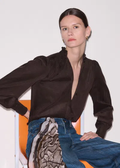 Me+em Super Soft Micro Cord Blouse Cocoa Brown