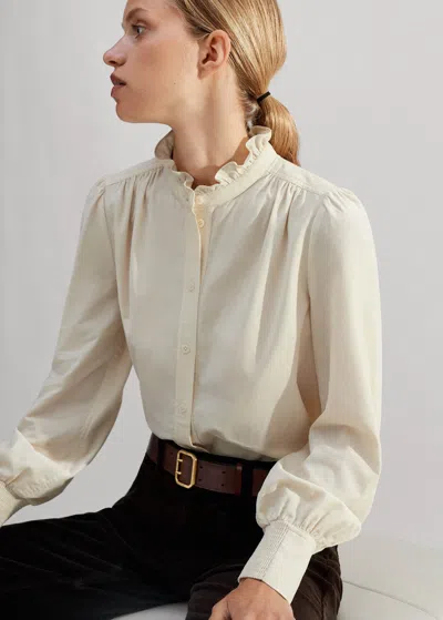 Me+em Super Soft Micro Cord Blouse In Winter White