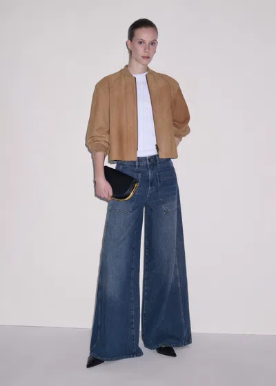 Me+em Super Wide Jean Authentic Dark Wash In Brown