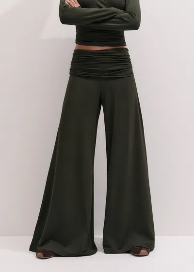 Me+em Super Wide Palazzo Pant Rich Olive Green