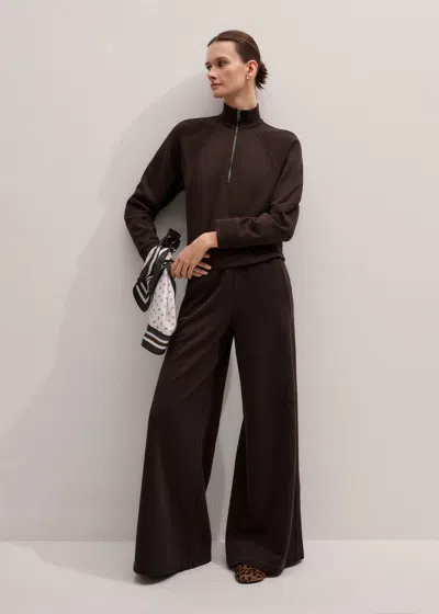 Me+em Sweatshirt Wide-leg Track Pant Warm Chocolate In Brown