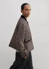 Me+em Swing Houndstooth Jacket In Deep Merlot/black/ivory