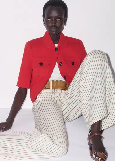 Me+em Tailored Cropped Jacket Lipstick Red In Multi