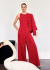 Me+em Tailored Wide Leg Jumpsuit Ruby Red In Red