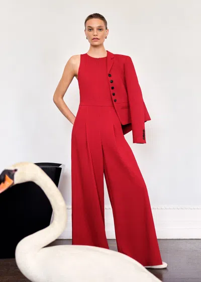Me+em Tailored Wide Leg Jumpsuit Ruby Red