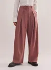 Me+em Tailored Wide Tapered Trouser + Belt In Smoke Pink