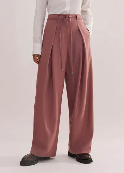 Me+em Tailored Wide Tapered Trouser + Belt In Smoke Pink