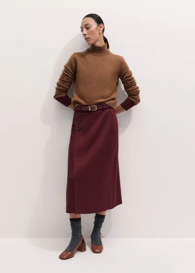 Me+em Tailored Wrap Midi Skirt Claret Red