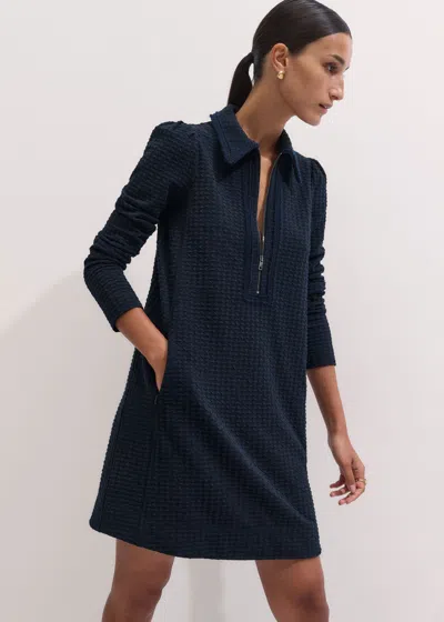Me+em Texture Clash Short Dress Navy In Blue