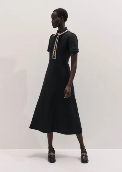 Me+em Texture Fit And Flare Midi Dress Black