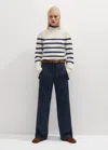 Me+em Texture Pinstripe Relaxed Man Pant In Navy/ivory