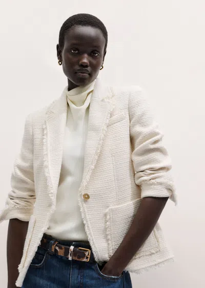 Me+em Textured Cardi Blazer Ivory In White
