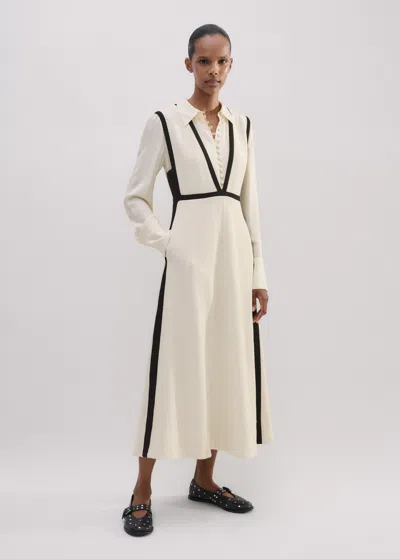 Me+em Textured Cut-out Layering Dress In Cream