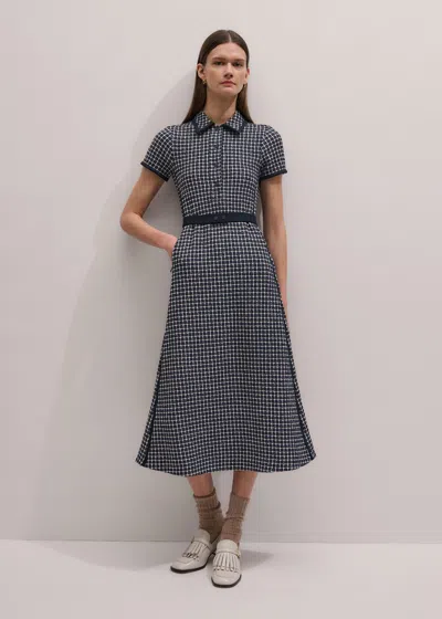 Me+em Textured Midi Dress + Belt Navy Multi