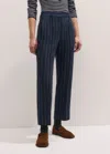 Me+em Textured Pinstripe Slim Crop Trouser In Navy/ivory