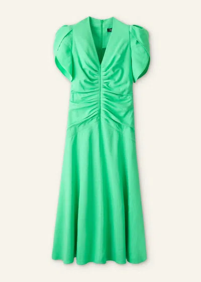 textured pleat front midi dress ME+EM Textured Pleat Front Midi Dress