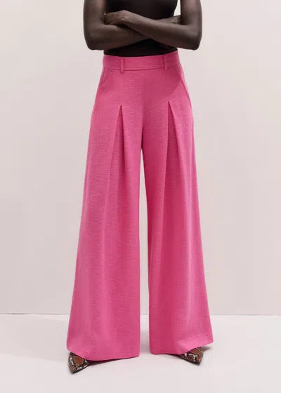 Me+em Textured Pleat Front Superwide Trouser Summer Pink