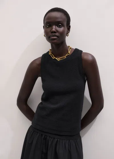 Me+em Textured Slim Crew Neck Vest Black