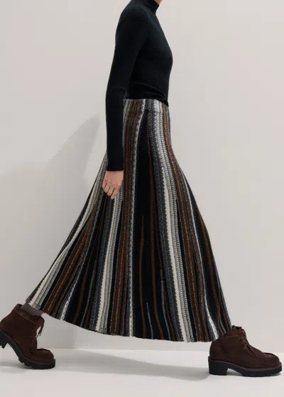 Me+em Textured Stitch A-line Knit Maxi Skirt Black Multi