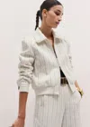 Me+em Textured Stripe Bomber Jacket Ivory In White