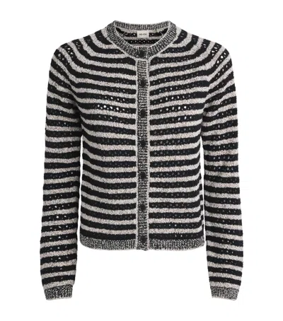 Me+em Textured Stripe Cardigan In Black