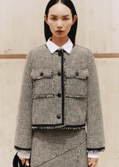 Me+em Textured Swing Jacket In Black/white