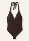 Me+em The Forever Adjustable Halterneck Swimsuit In Dark Chocolate Brown