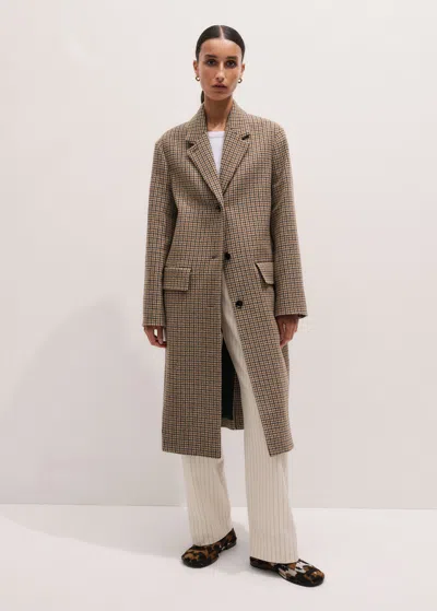 Me+em The Heritage Overcoat Camel/cream/charcoal In Brown