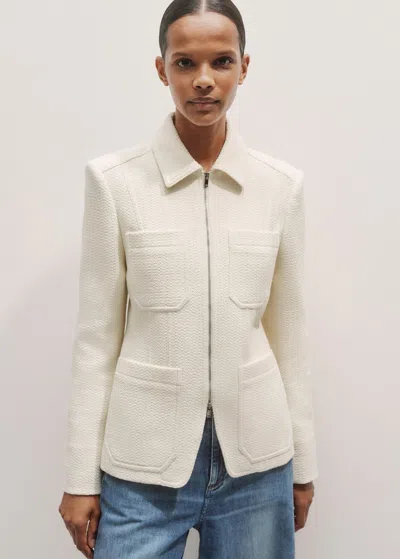 Me+em The Zip Front Contoured Layering Jacket Ivory In White