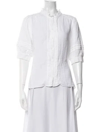Pre-owned Me+em Three-quarter Sleeve Blouse In White