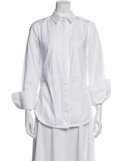 Pre-owned Me+em Three-quarter Sleeve Button-up Top In White