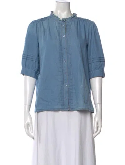 Pre-owned Me+em Three-quarter Sleeve Top In Blue