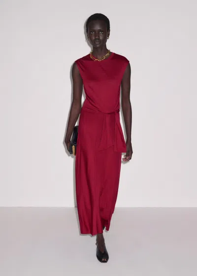 Me+em Tie Front Maxi Dress Pomegranate Red In Burgundy