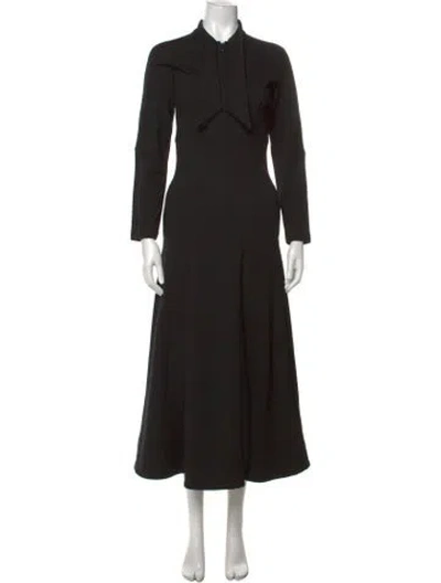Pre-owned Me+em Tie Neck Long Dress In Black
