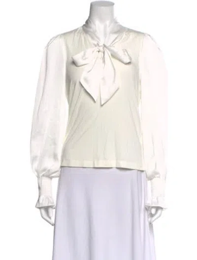 Pre-owned Me+em Tie Neck Long Sleeve Blouse In Neutral