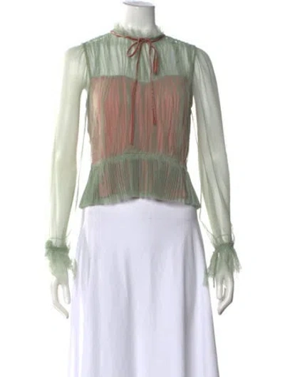 Pre-owned Me+em Tie Neck Long Sleeve Blouse W/ Tags In Green