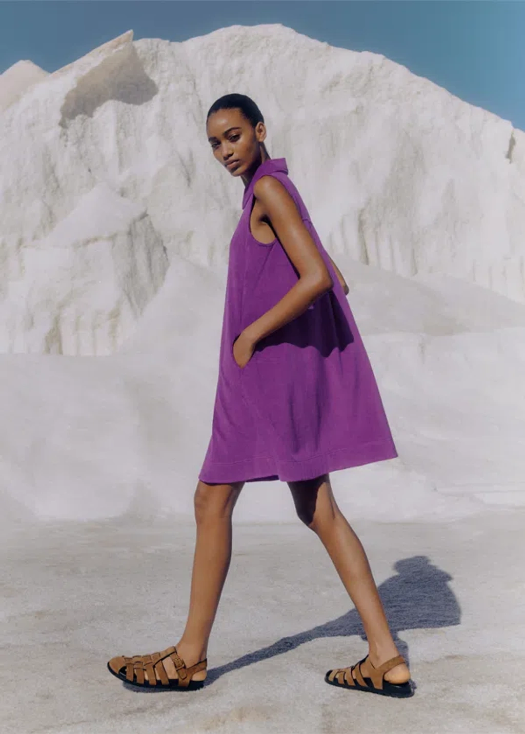 me em purple dress Me+em Towelling Sleeveless Swing Dress In Summer Purple